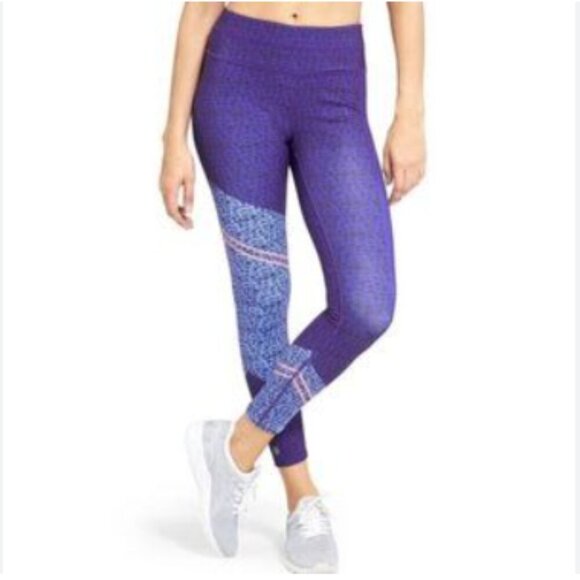 Athleta Pants - Athleta Print Athleisure 7/8 Leggings Navy Coral XXSmall